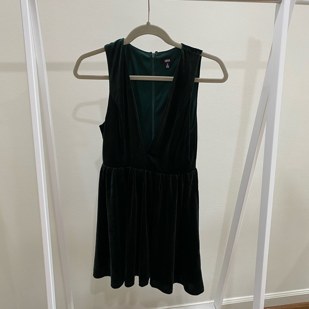 Green velvet dress
